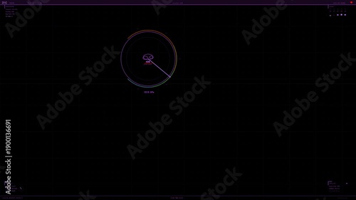 Wallpaper Mural Hud animation displaying a rotating circle with data metrics in a digital interface during a simulation run Torontodigital.ca