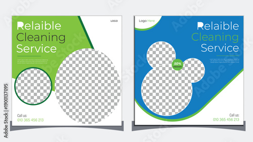 cleaning service social media post design template and instagram promotion social media post and web banner design template