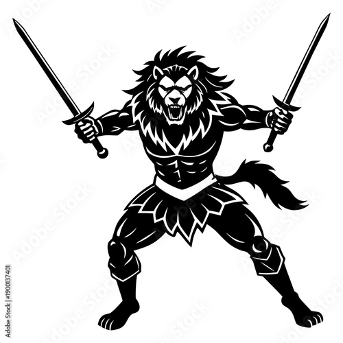 Warrior Tiger Silhouette Vector Art Illustration