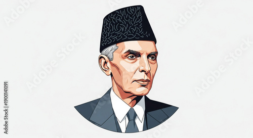 Portrait of a man in a suit and traditional hat formal illustration