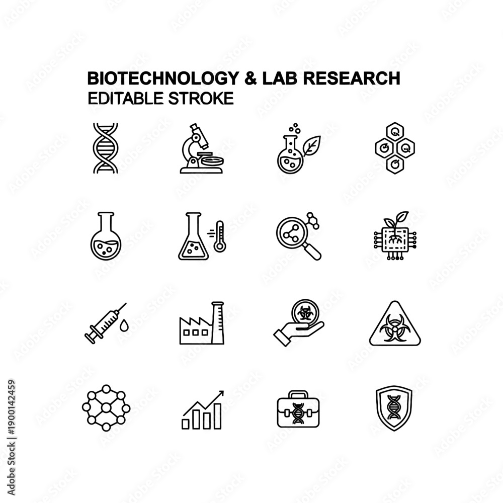 Fototapeta premium Biotechnology set icon flat vector design.