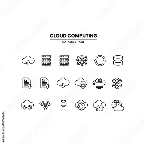 Cloud computing set icon flat vector design.