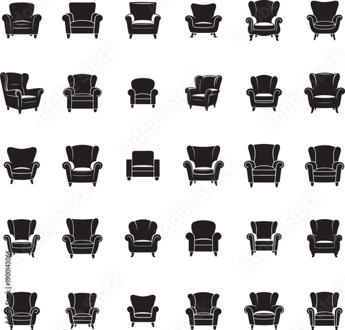 Armchair silhouette isolated with white background