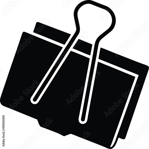 Binder clips silhouette vector art illustration and minimal black and white design