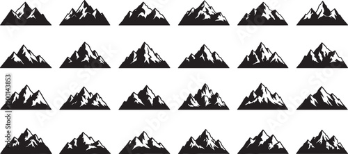 Black and white mountain silhouettes on white background also transparent background mountains snow