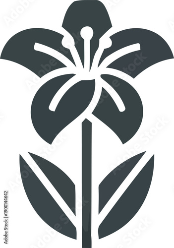 Lily Flower Silhouette: A minimalist graphic, this silhouette captures the essence of a lily flower, featuring its delicate petals and stem in an elegant, clean design.