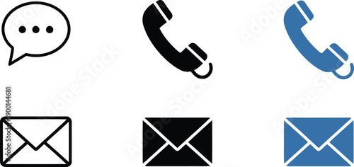 Contact Icons: A modern design featuring several icons commonly used to represent communication methods, conveying an easy and intuitive sense of connectivity.