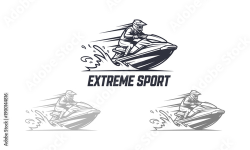 Man riding jet ski at high speed on water, showcasing extreme sport action from a dynamic viewpoint with speed and thrill