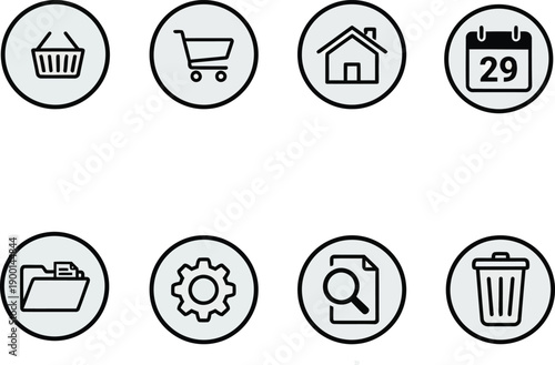 Interface Icons Set: A versatile collection of minimalist user interface icons, designed to enhance the visual appeal and intuitive navigation of digital interfaces.