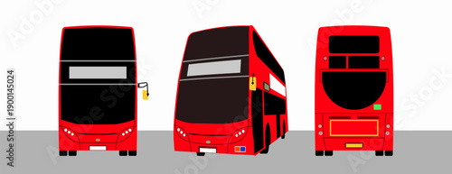 Set of Modern double-decker buses in the UK