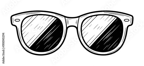 Black and white of sunglasses with reflective lenses and striped shading eyewear accessory