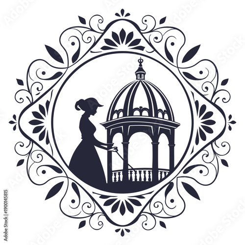 A person in a robe kneeling in front of a large building with a dome