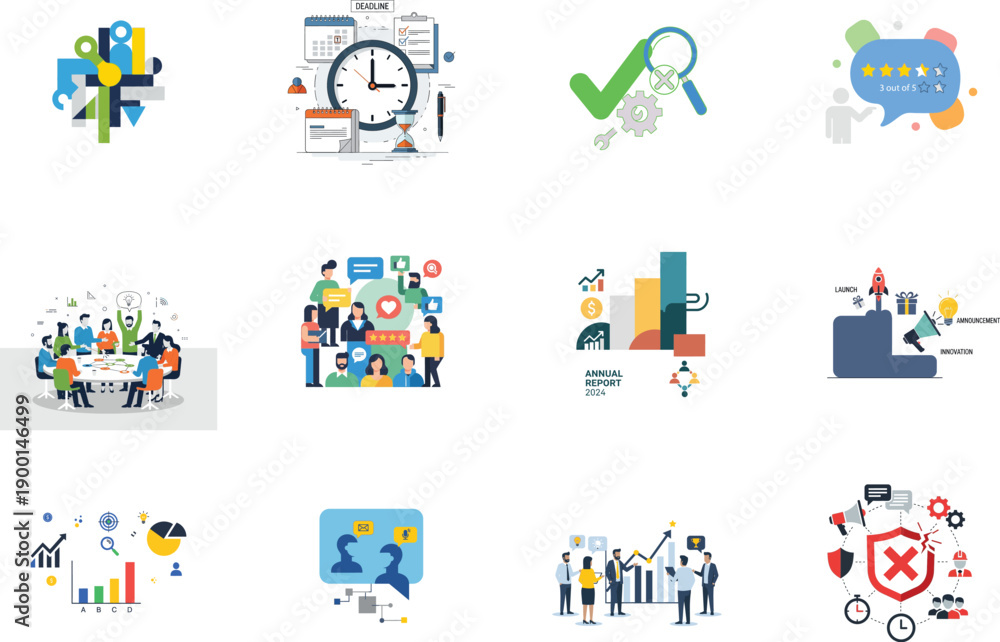 Fototapeta premium A collection of isolated business and infographic icons on transparent background