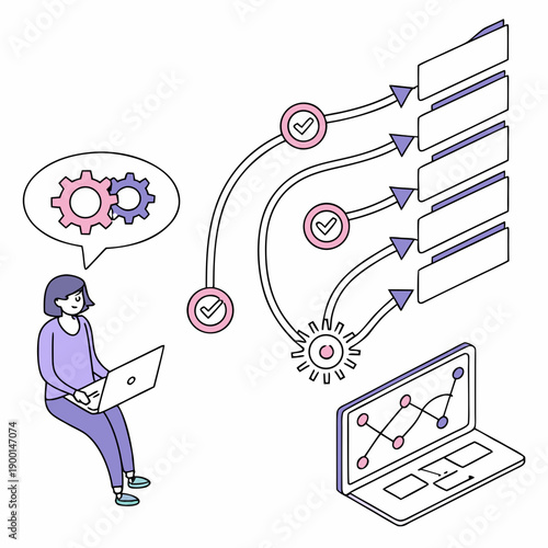 Advanced natural language processing system visualized with flowing abstract data streams for intelligent communication.
