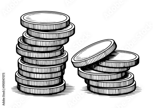 Stacks of Black and White Coins with Background money currency