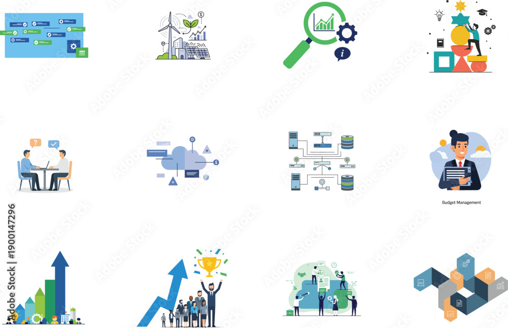 Obraz premium A collection of business and finance icons isolated on transparent background