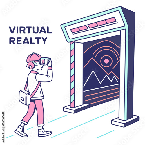 Immersive digital land within a virtual reality portal, symbolizing exploration and connection in a futuristic online metaverse.
