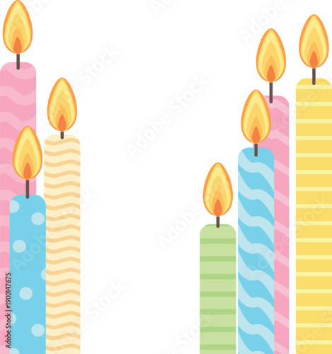 Colorful Birthday Candles Isolated on Transparent Background