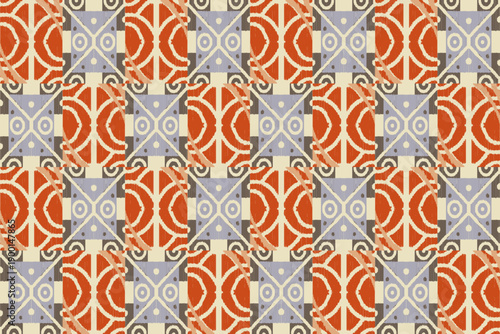 Motif ethnic handmade beautiful Ikat art print. Ethnic abstract floral botanical background folk art embroidery, Damask, Indian, Asian, Moroccan, and Turkish style. Printed fabric art ornament.