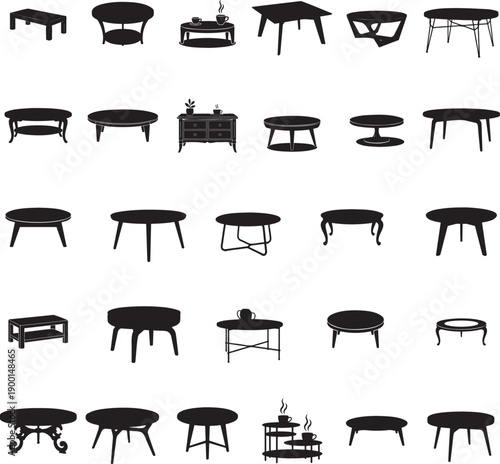 Console table silhouette isolated with white background