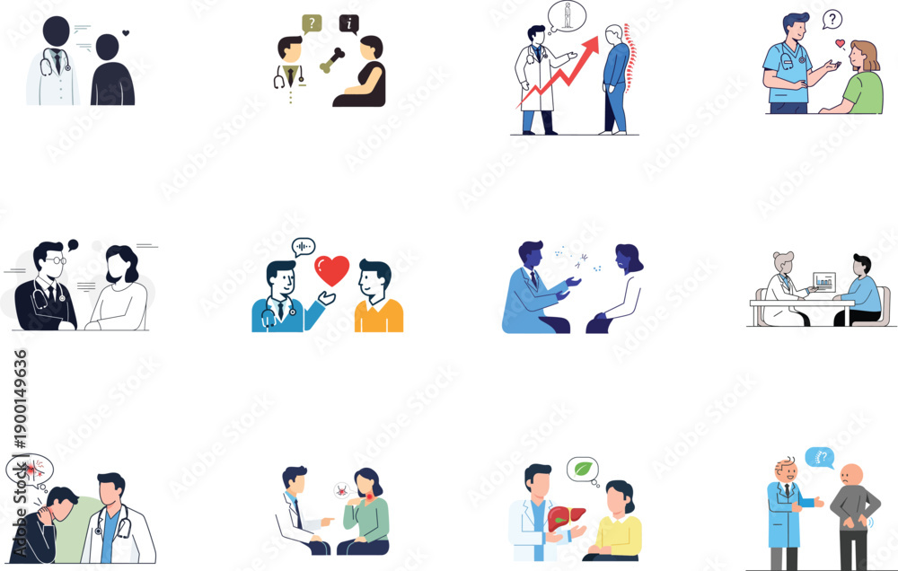 Fototapeta premium Collection of people interacting in various scenarios isolated on transparent background