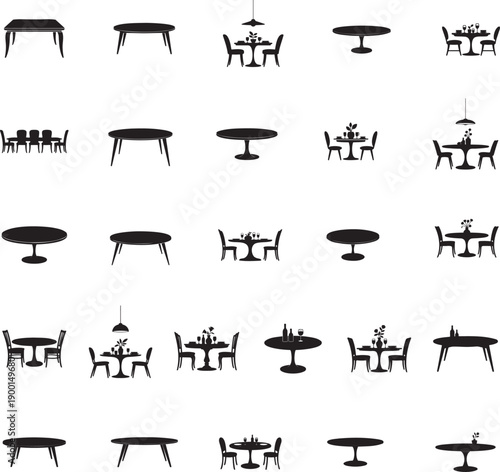 Dining bench silhouette isolated with white background