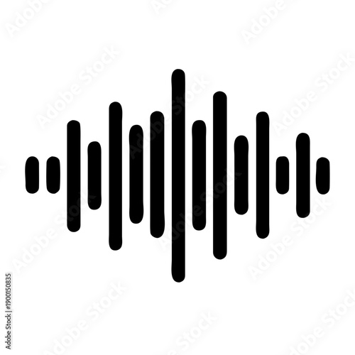 Minimalist sound wave icon set in black isolated on white background for audio music logo design