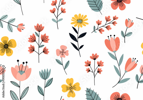 Abstract floral seamless pattern in soft earthy colors