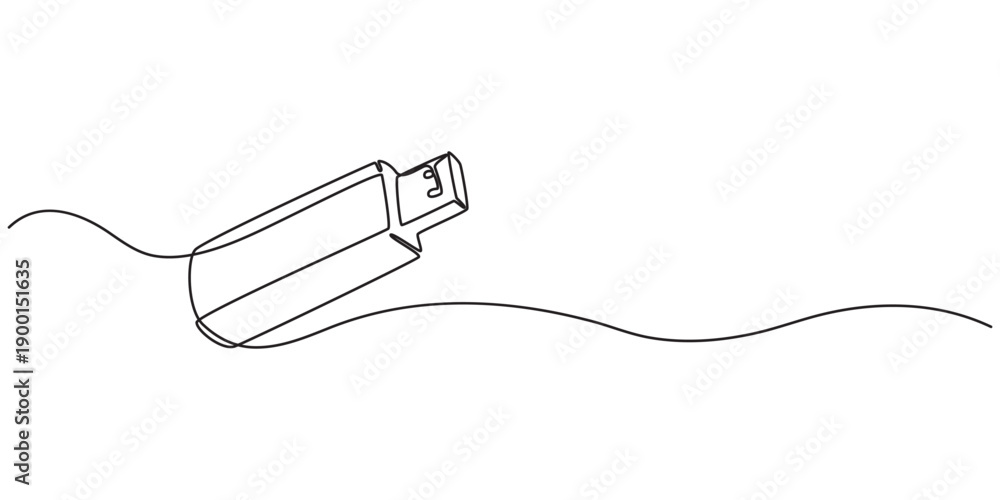 Fototapeta premium continuous line drawing of usb symbol. abstract line art illustration, Flash drive line continuous drawing vector. Usb flash Continuous one line drawing illustration. abstract line art illustration.