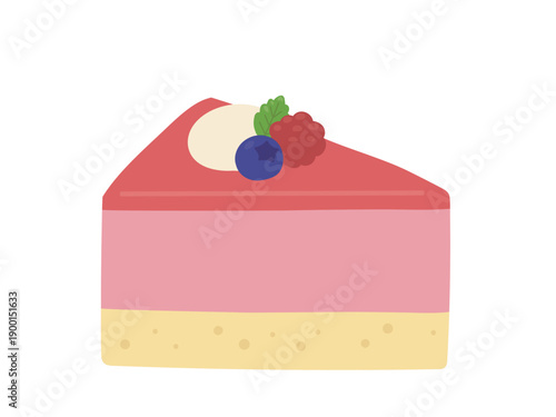 Simple illustration of cute framboise mousse cake