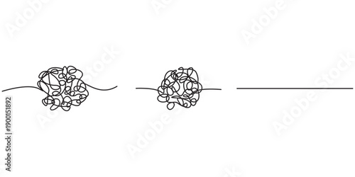 Chaos simplifying, problem solving and business solution searching challenge concept vector illustration set. Complex and easy simple way from start to end. Hand drawn doodle scribble chaos path lines