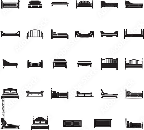 Footboard bed silhouette isolated with white background