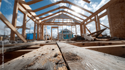 A new wooden frame of a hou...