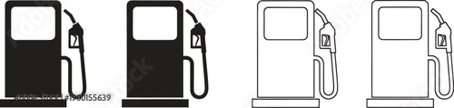 Gas pump icons in different styles and colors