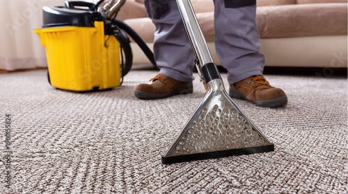 Person steam cleaning a dir...