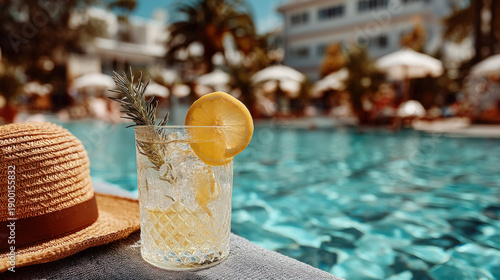 Pool relax drinks on a loun...