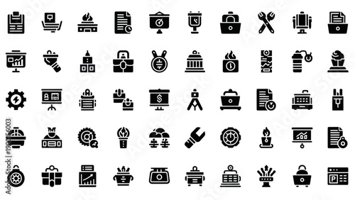 Business Icons Set: Finance, Strategy, Tools, Success, and Analytics