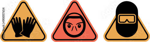 Warning signs for hazardous materials and protective gear