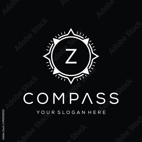 Initial letter Z compass earth adventure GPS naviagation logo design