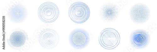 Blue circular echo pattern radiates outward with geometric concentric rings creating hypnotic soundwave effect and pulsing target design.