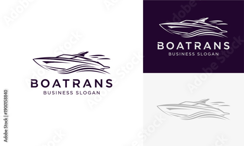 A sleek boat glides across the water, showcasing its speed and agility from a side view, highlighting its streamlined design and dynamic movement.