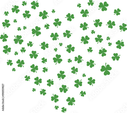 Green Clover Leaf Heart Shape Pattern Background For St Patricks Day Greeting Card And Decoration Design vector