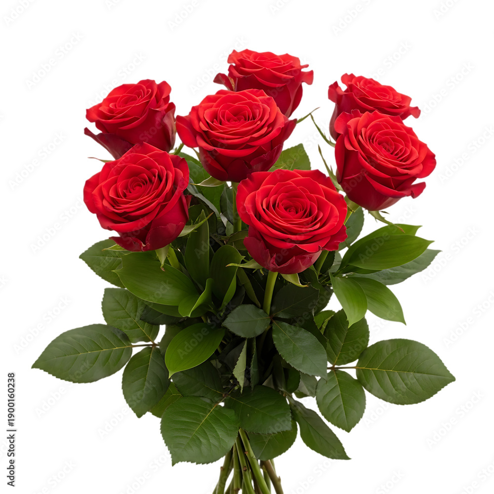 Fototapeta premium A bouquet of fresh cut red roses flowers transparent background