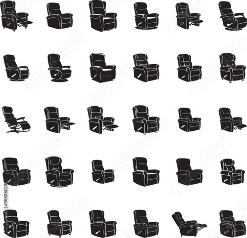 Recliner silhouette isolated with white background