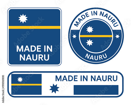 Made in Nauru country flag stamps and labels set