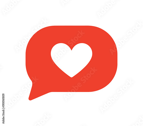 Red speech bubble with heart symbol inside  love message icon