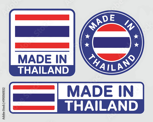 Made in Thailand country flag labels and stamps for products  various design styles
