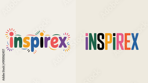 a visual comparison of the inspirex logo presented in two distinct color schemes and font styles highlighting brand identity variations high quality professional detailed modern elegant