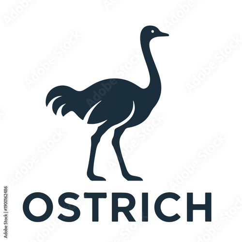 Ostrich Bird Standing Silhouette Logo Vector