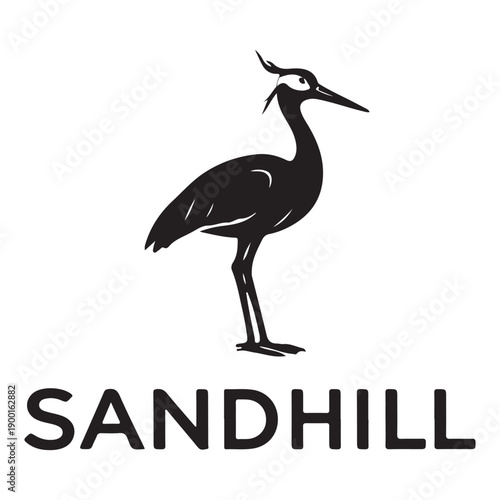 Sandhill Crane Bird Silhouette Logo Design